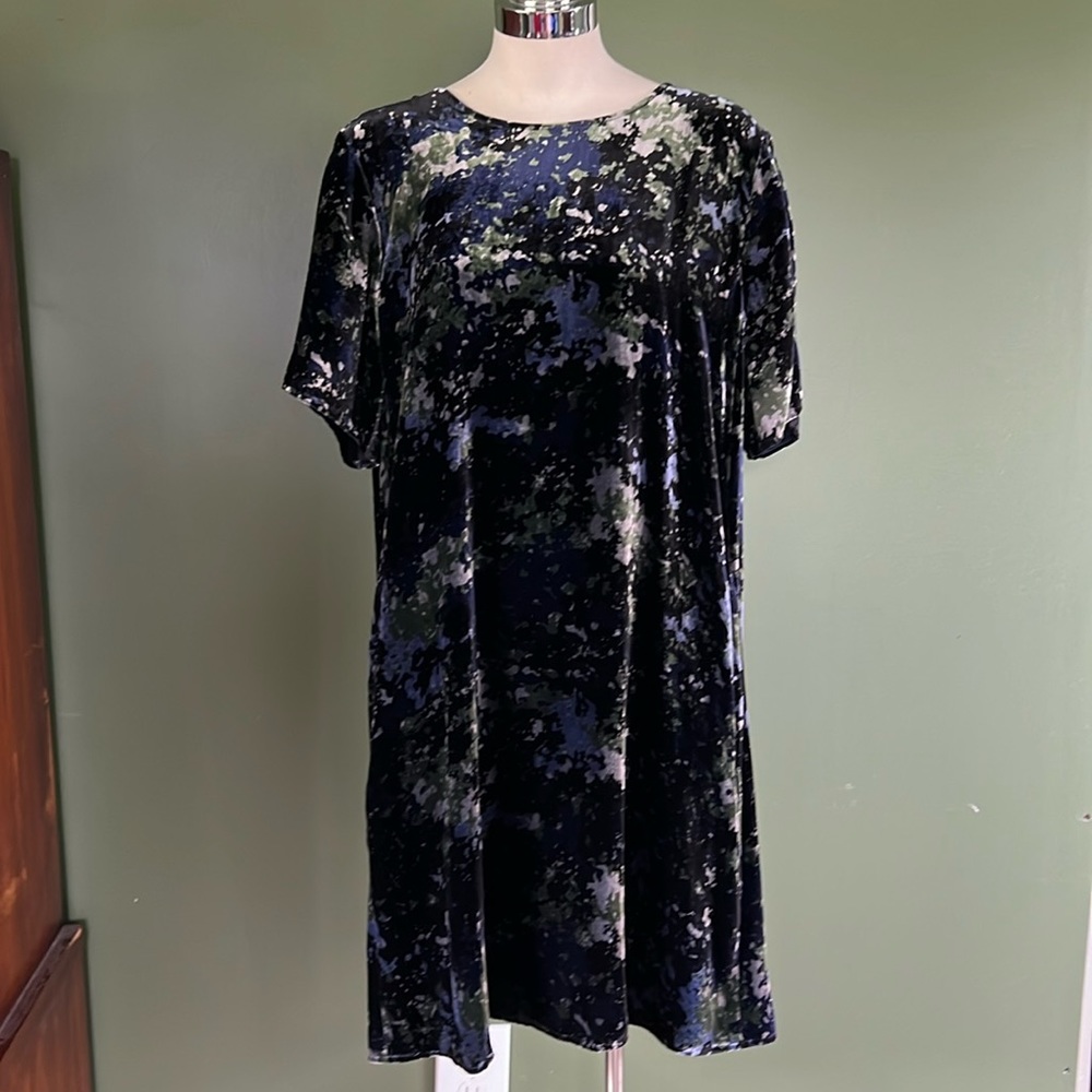 🌖 EILEEN FISHER Silk Velvet Loose Fit Swing Dress Size Medium